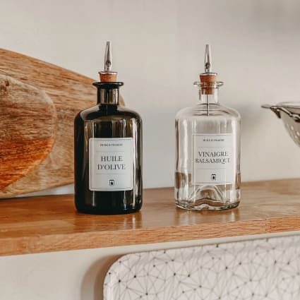 Lot 4 Bouteilles Huile & Vinaigre 300 Ml Verre Avec Bec Doseur Anti-Gouttes – Argenté, Cuisine & Table