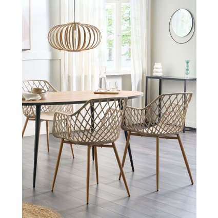 Esszimmerstuhl 2er Set aus Kunststoff, beige Nashua