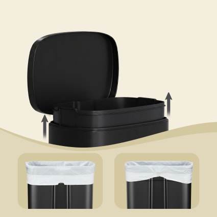Lot De 3 Poubelles De Cuisine SUSTANIA 50 Litres - Avec Couvercle Coulissant Noir, Anti-odeurs, Fabrication Européenne - 40 Cm X 68 Cm