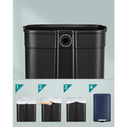 Poubelle 50L Poubelle De Cuisine 2 Compartiments 50 L - Anti-odeurs - Couvercle Basculant - Design Argenté Robuste Poubelle Double
