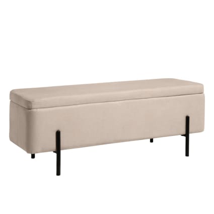 Gepolsterter Hocker mit Stauraum und Beinen in Schwarz und in Beige. Dumoy