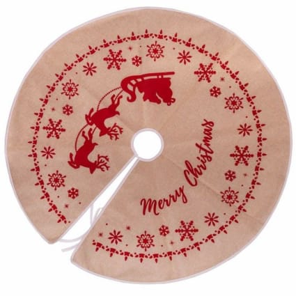 Jupe De Sapin De Noël Rouge 60cm - Tapis Couvre-Pied Arbre Noël, Décoration Sapin Avec Nœuds, Idéal Pour Fêtes