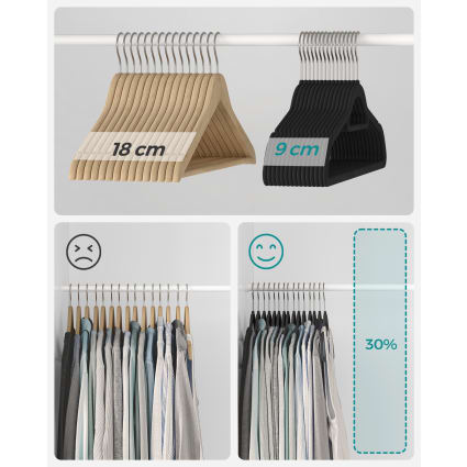 Cintres Plastique Noirs – Lot De 10, épaules Larges 6 Cm, Crochet Pivotant 360°, Longueur 48 Cm - 4