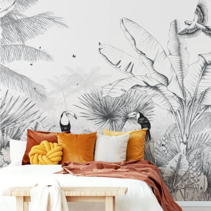 BCEOME Papel Tapiz Autoadhesivo 3D Con Hojas De Plantas Doradas 3D, Hojas De Palmera Sobre Fondo Negro, Papel De Pared Grande Para Dormitorio, Sala De Estar, Decoración Del Hogar (59 Pulgadas