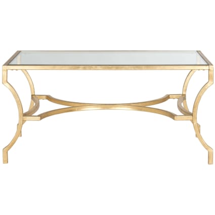 Table basse en fer/verre or, 95 x 50 x 45 cm