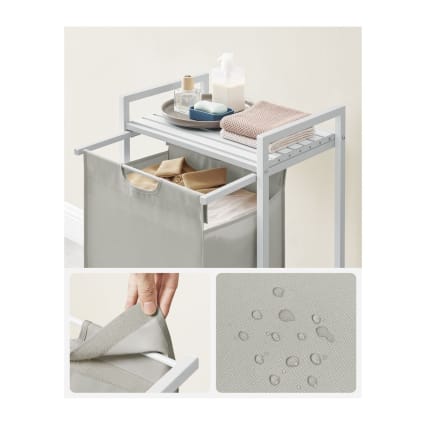 Panier à Linge 51 L AC-Déco - Blanc Et Gris, Design Moderne, Rangement Salle De Bain Ou Chambre | Corbeille Linge Sale