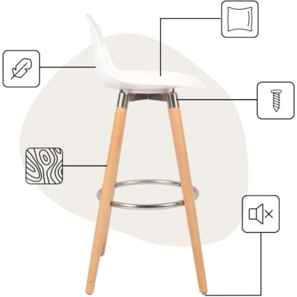 Set di sgabelli da bar gambe in legno di faggio 39,5x44x91cm