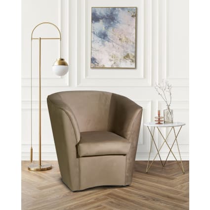 Poltrona a pozzetto in velluto tortora Valentina Maisons du Monde