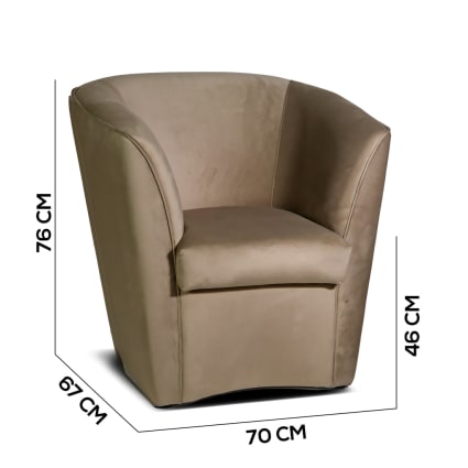 Poltrona a pozzetto in velluto tortora Valentina Maisons du Monde