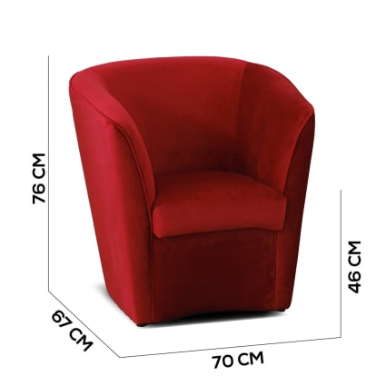 Poltrona a pozzetto in velluto rosso Valentina Maisons du Monde