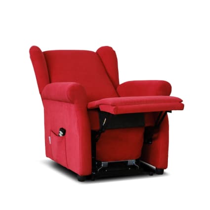 Poltrona relax elettrica con telecomando in tessuto rosso Ilde