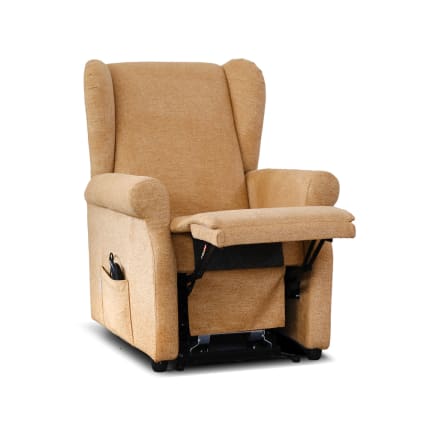 Poltrona relax elettrica con telecomando in tessuto beige Ilde