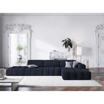 Divano angolare destro posti in velluto blu scuro Luc Maisons