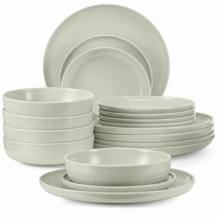 Tafelservice 6 Personen 18-tlg aus Keramik, Beige Victo