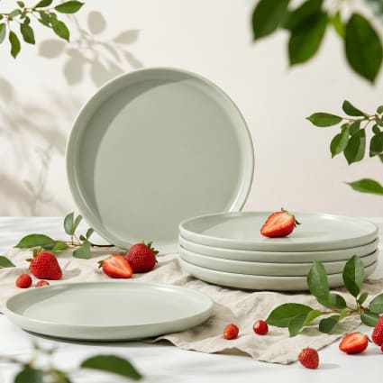 Teller-Set, Dessertteller 6-tlg. aus Keramik, beige/grün/grau matt Victo