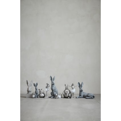 Figurines de lapins sur socle en aluminium argent 28x5x14 cm | Maisons