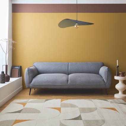 Divano a posti in tessuto con gambe in metallo, grigio chiaro