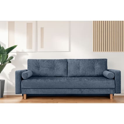 Schlafsofa 3 Pers. mit weicher Sitzfläche und hoher Rückenlehne, blau Eriso