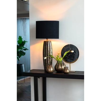Ostaria Lampenschirm Oval, Schwarz – 44,5 Cm Durchmesser, 30 Cm Höhe, Für E27-Fassungen, Inkl. Reduzierstück