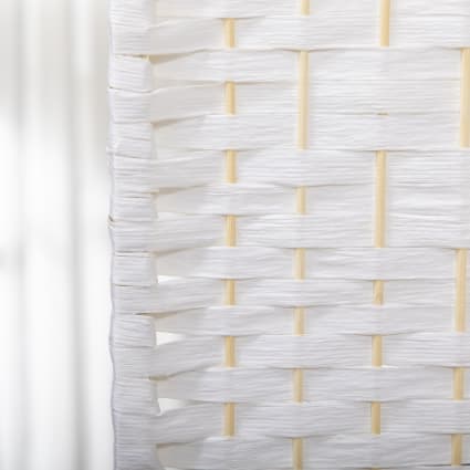 Biombo Plegable Istanbul Blanco De 170x160 Cm - Separador De Ambientes Con Diseño De Contraventana Y Ornamento