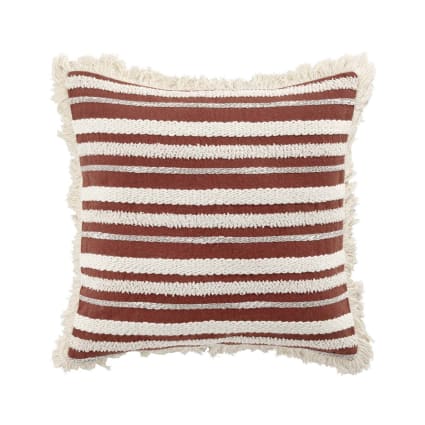 Coussin déhoussable à franges terracotta 40x40cm | Maisons du Monde