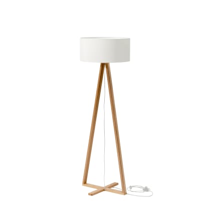 Stehlampe, Eschenholz, 45x45x145, Weißer Lampenschirm Tales
