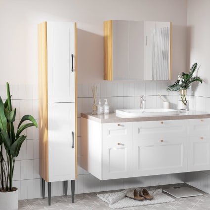 Meuble de rangement de salle de bain Enga, Blanc, 23 x 90 cm, Vicco