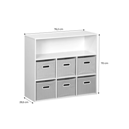 Meuble Rangement Enfant Alice's Home Camille - 7 Compartiments Avec 6 Paniers Gris/rose
