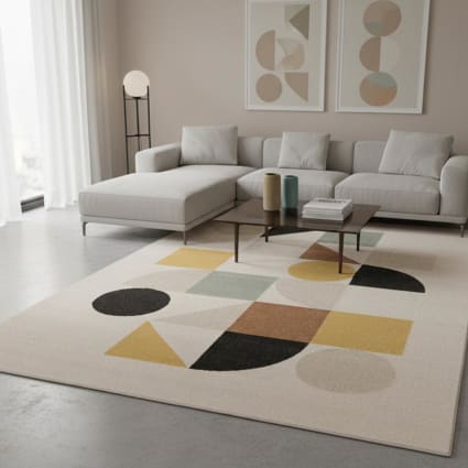 O&Ko - Tapis salon et chambre tissé motif géométrique TUHO
