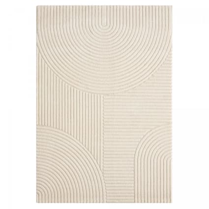 Tapis salon motif simple ton sur ton, doux et soyeux, écru 160x230