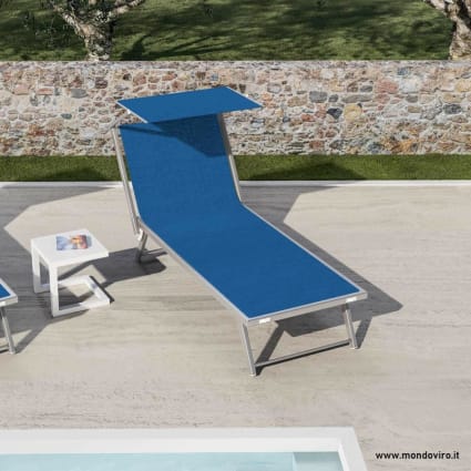 Lettino sdraio prendisole da spiaggia in alluminio cm 181x61 39h