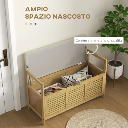 DUMOS Panca Scarpiera In Bambù 3 Livelli - Porta Scarpe Da Ingresso - Capacità 129,7 Kg - 60x29x45 Cm - 5