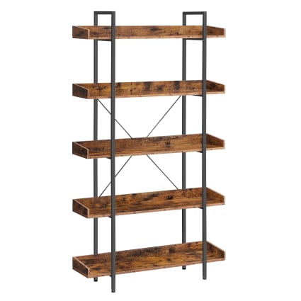 Bibliothèque En Bois 5 étagères - Dimensions 0.90m X 1.95m X 0.43m, Couleur Marron Clair
