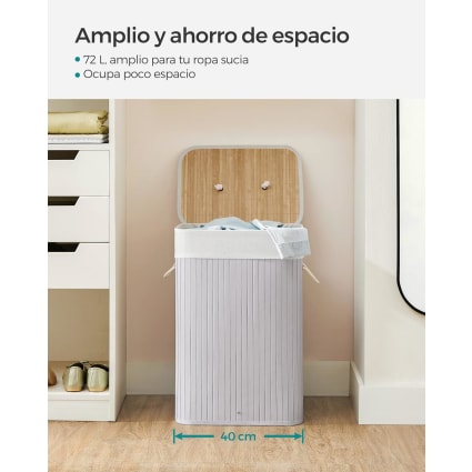 Panier à Linge 3 Compartiments Avec Roulettes Et Tiroirs - 120 L, Plateau MDF, Rangement Buanderie Pratique