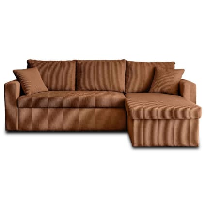 Canapé d'angle réversible convertible 4 places en tissu beige Meiya | Maisons du Monde