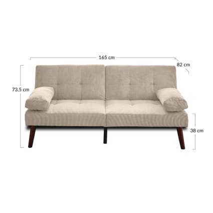 Canapé Convertible Clic-clac 2 Places Velours Côtelé Terracotta - Couchage Occasionnel, Structure Bois, Pieds Métal, Design Contemporain