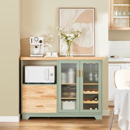 Credenza Buffet Moderna 90 Cm Con Ante In Vetro: Ripiani Regolabili, Chiusura Soft-close. Per Soggiorno, Sala Da Pranzo O Cucina. Stile E Praticità!