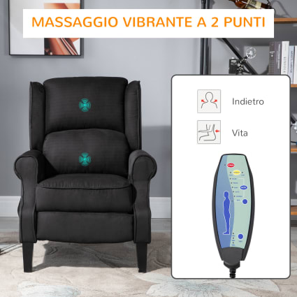 Poltrona Massaggiante Reclinabile Nera in Tessuto 374158