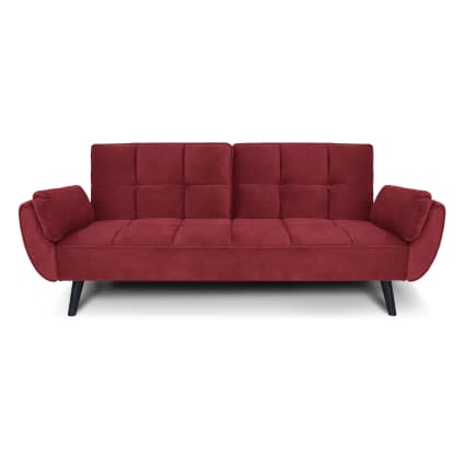 Divano letto clic clac in velluto bordeaux piede nero Ambra