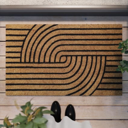 Relaxdays Zerbino in Fibra di Cocco, Tappetino con Disegni di Cani, Stuoino per Porta di Casa