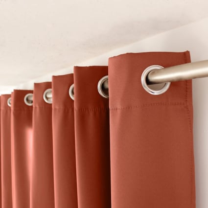 Rideau Thermique Occultant Terre Cuite 135x240 Cm - Doublure Polaire Anti-froid/anti-chaleur - 8 œillets Métal