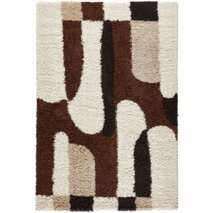 Langer Shaggy-Teppich mit grafischem Muster - Braun - 120x160 cm Palerme
