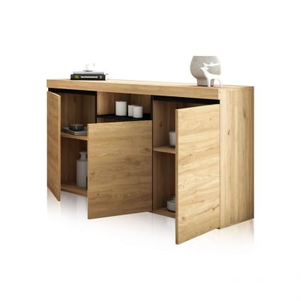 Aparador Con Puertas Moimhear | 160x40x80 Cm | Color Madera, Estilo Nórdico | Múltiples Estantes Y Almacenamiento