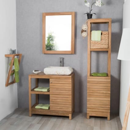 2 Porte-Serviettes Bois De Teck Massif VidaXL - Support Mural Salle De Bain