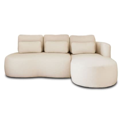 Canapé Mahina d'angle droit convertible 4 places en tissu bouclette beige - Maisons du Monde