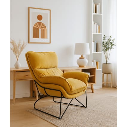 Sessel aus Samt in Senfgelb Easy