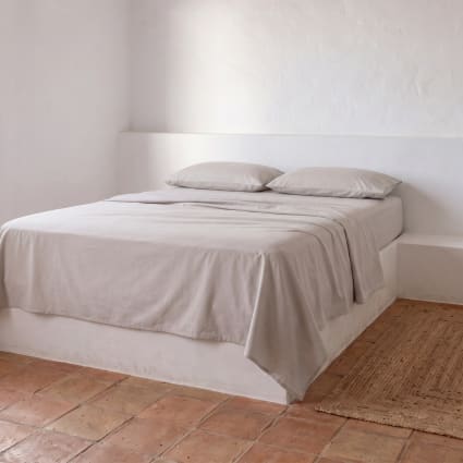 Bettwäsche-Set aus 100% Baumwolle, Hellgrau 80x200 + 45x110cm Lisos