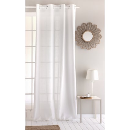 Douceur D'Intérieur Tenda A Occhielli 260x140 Cm | Bianco Effetto Battuto In Poliestere Per Soggiorno E Camera