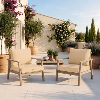 Solaris - Coussins pour salon de jardin déhoussable 50x50cm beige