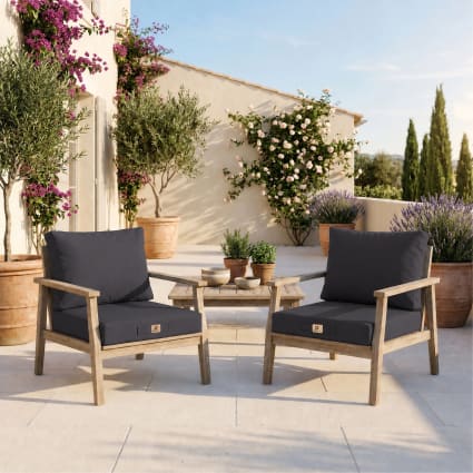 Solaris - Coussins pour salon de jardin déhoussable 50x50cm gris carbone